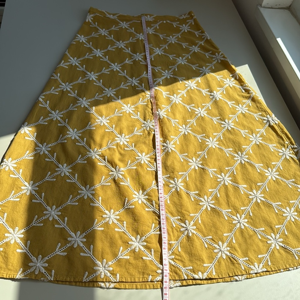 ZARA Yellow Floral Midi/Maxi Skirt with Beige Crochet – Size S - Picture 10 of 13
